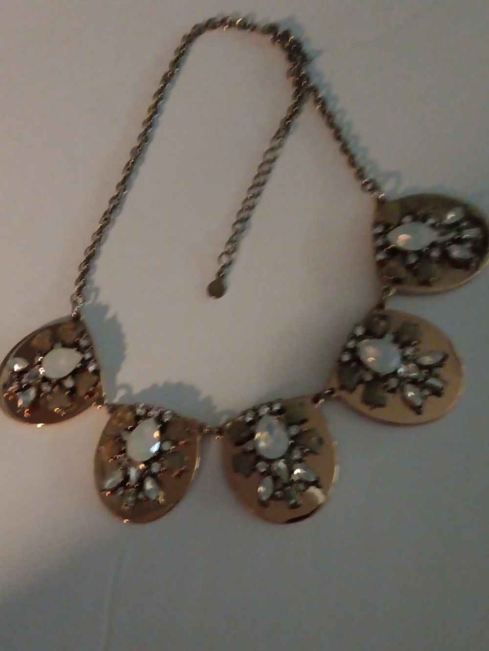 J. Crew Gold-Tone Floral Medallion Necklace with White Accents